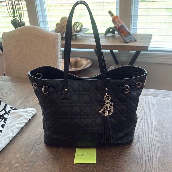 CHRISTIAN DIOR Coated Canvas Cannage Medium Panarea Tote - Picture 1 of 12